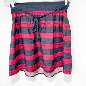 Nwt Tommy Hilfiger Striped Skirt, Braided Belt, A Line, Size Small, Red & Blue